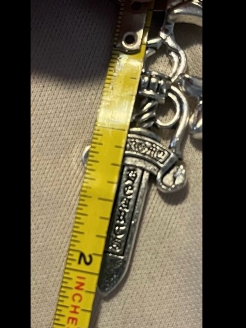 Chrome Hearts Silver Cross Ball Chain W/ Dagger Pendant & Toggle Clasp Closure - Picture 7 of 9